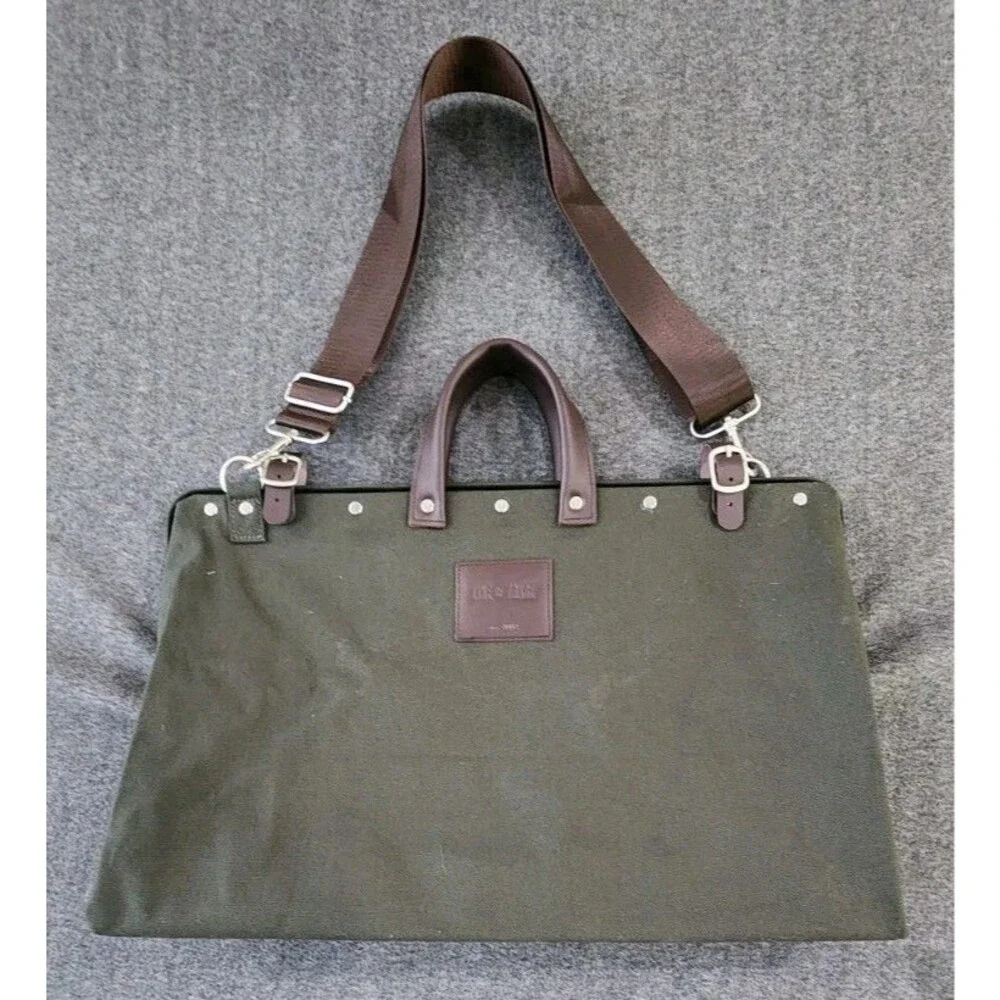 Line of Trade Men's Weekender Bag Green Canvas Leather Trim No. 0312 Travel
